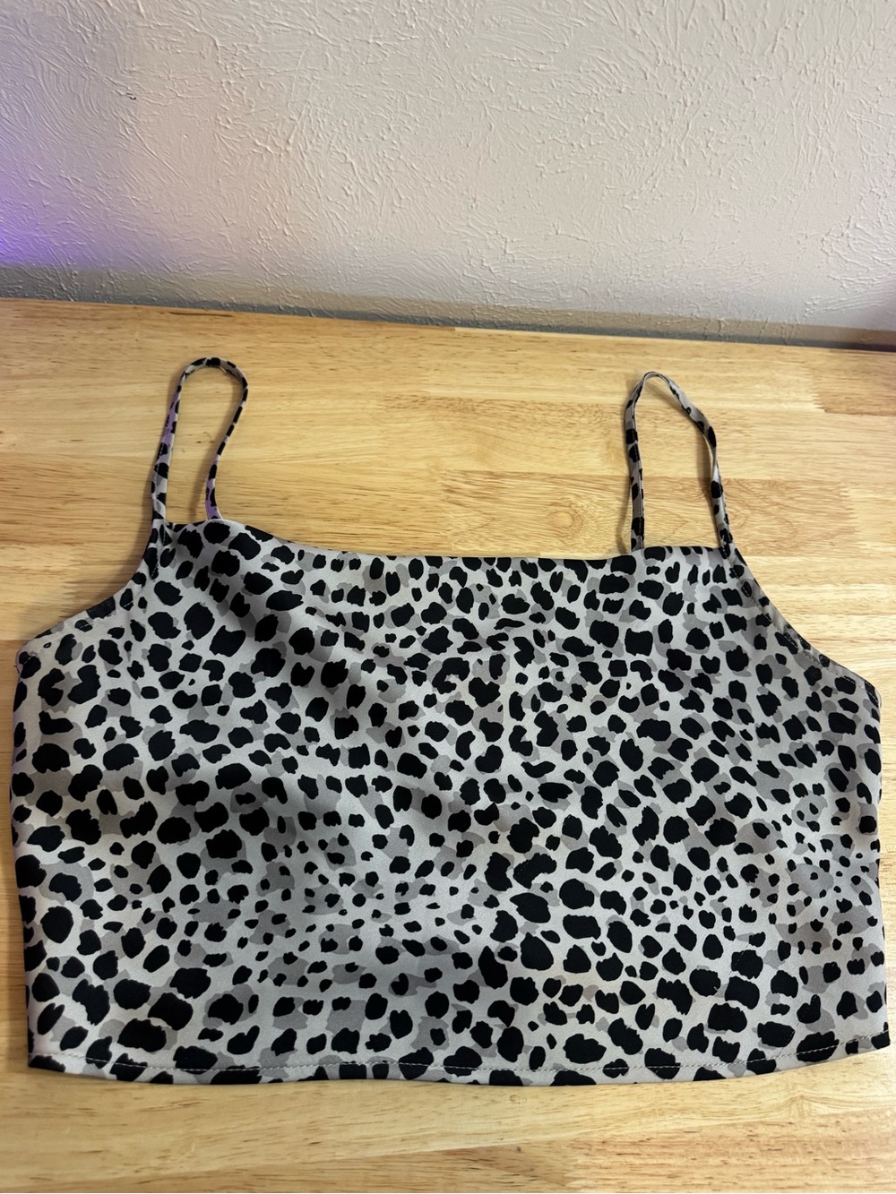 Animal Print Big Cat Satin Cropped Tank Top